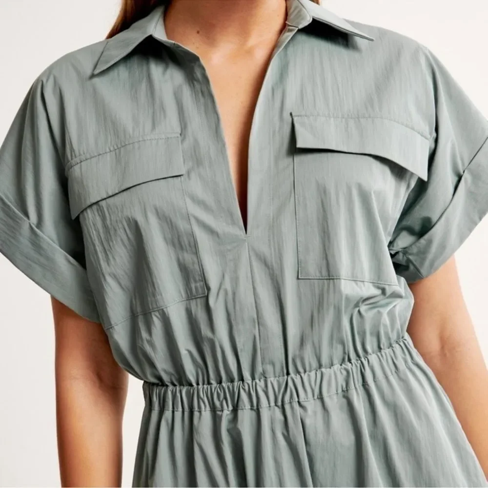Abercrombie & Fitch Sage Green Utility Maxi Dress